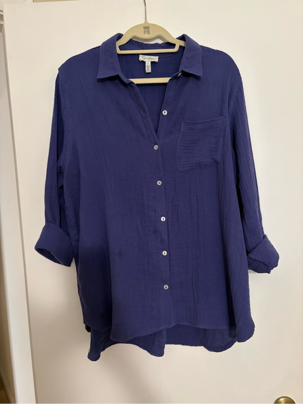 Jessica Simpson Deep Blue Button-Front Relaxed Shirt